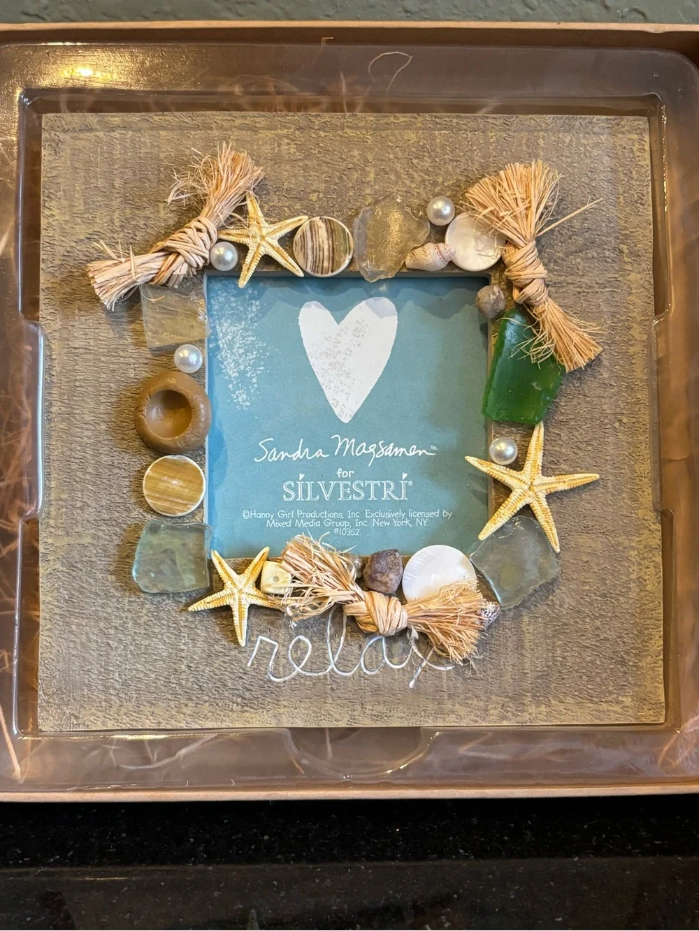 Silvestri Sandra Magsamen Decorative Square Wood Relax Beach Themed Photo Frame